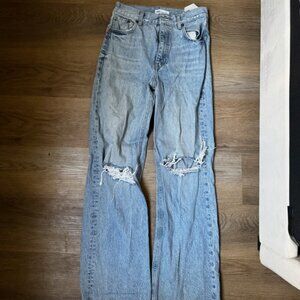 Zara Ripped Light Wash Jeans - Blue